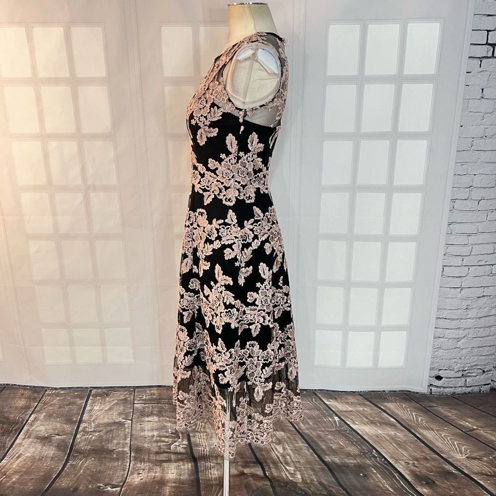 Hitherto Anthropologie BHLDN Tonya black pink lace midi dress size 2 - Picture 9 of 13